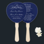 Elegant Navy Blue & White Wedding Program Template Hand Fan<br><div class="desc">Celebrate in style with these trendy wedding program hand fans. This design is easy to personalise with your special event wording and your guests will be thrilled when they receive these fabulous programs.</div>