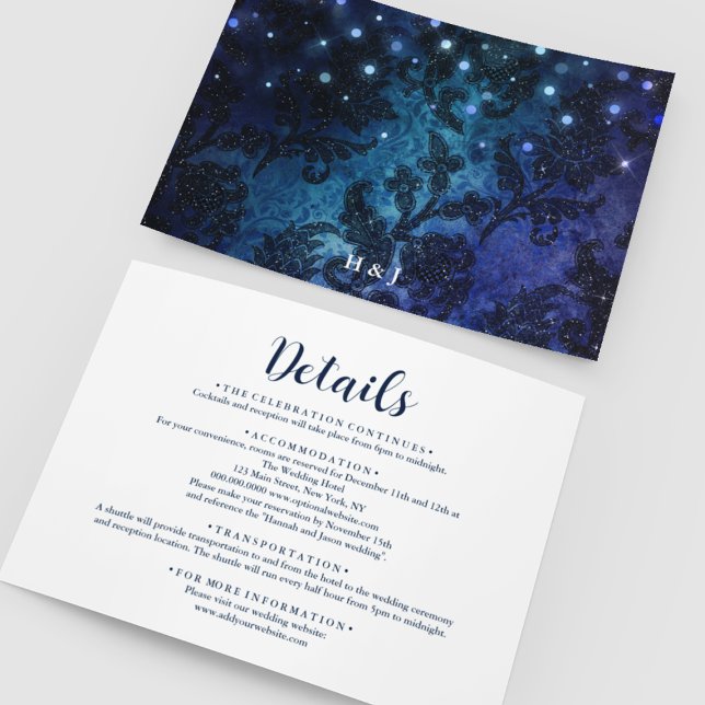 Elegant Navy Blue White Winter Wedding Details Enclosure Card (Elegant Navy Blue White Winter Wedding Details Enclosure Card
)