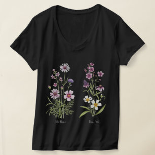 Elegant Navy Blue Wildflower Sweatshirt Watercor T-Shirt