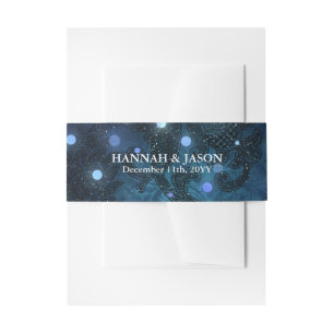 Elegant Navy Blue Winter Wedding Invitation Invitation Belly Band