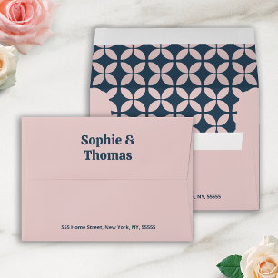 Elegant Navy & Blush Pink  Envelope