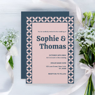 Elegant Navy & Blush Pink  Invitation