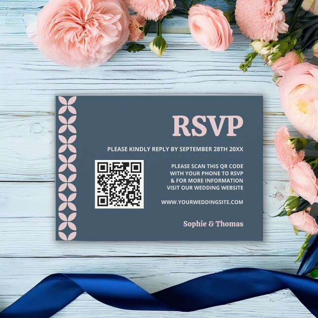 Elegant Navy & Blush Pink  RSVP Card (Creator Uploaded)
