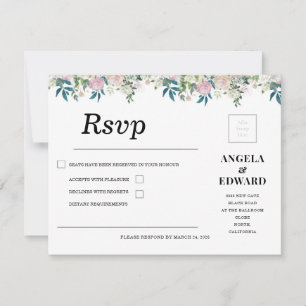 Elegant Navy Blush Pink Wedding Invitation