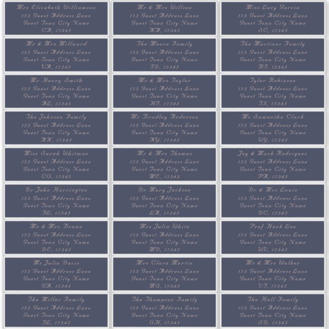 Elegant Navy Blush Wedding Guest Address Labels (Front)