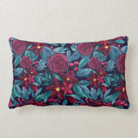 Elegant Navy Burgundy Christmas Floral Watercolor