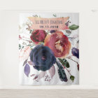 Elegant Navy Burgundy Floral Photo Booth Banner