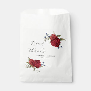 Elegant Navy Burgundy Floral Wedding Favour Bags