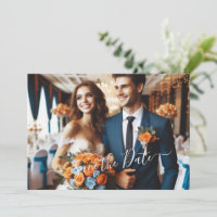 Elegant Navy & Burnt Orange | Photo Save the Date