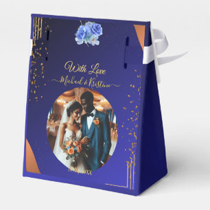 Elegant Navy & Burnt Orange   Photo Thank you Favour Box