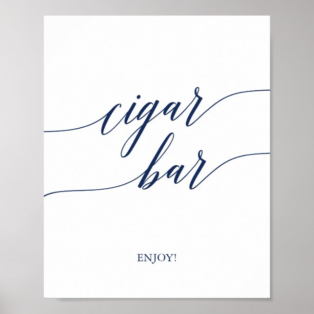 Elegant Navy Calligraphy Cigar Bar Sign (Front)