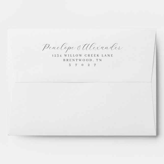 Elegant Navy Calligraphy Envelope (Back (Top Flap))