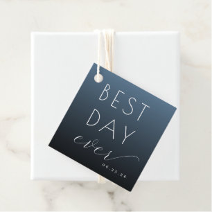 Elegant Navy Calligraphy Favour Tags
