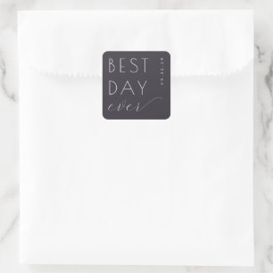 Elegant Navy Calligraphy Square Sticker