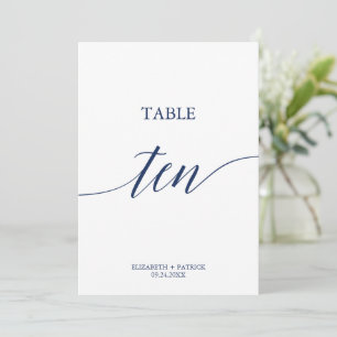 Elegant Navy Calligraphy Table Ten Table Number