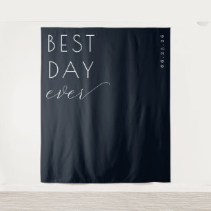 Elegant Navy Calligraphy Tapestry