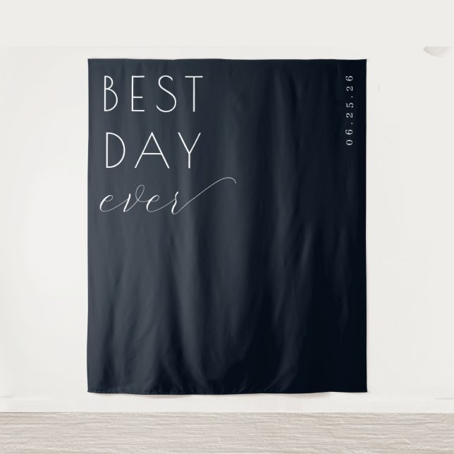 Elegant Navy Calligraphy Tapestry (Front)