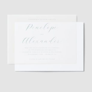 Elegant Navy Calligraphy Vellum Invitations