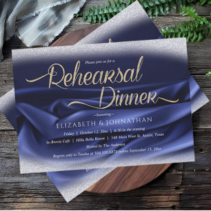Elegant Navy Chic Minimal Wedding Rehearsal Dinner Invitation