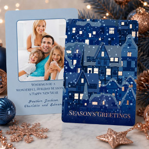 Elegant Navy Christmas with lights of Rose Gold
