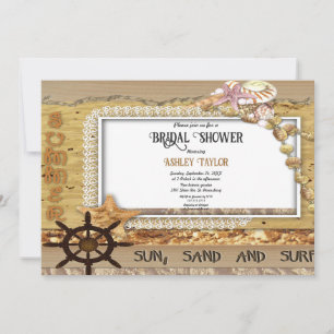 Elegant Navy Coastal Seaside Modern Bridal Shower Invitation