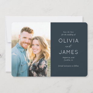 Elegant Navy Contemporary Photo Save The Date