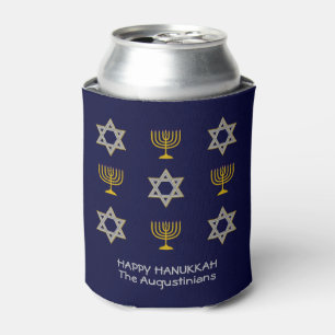 Elegant Navy Custom Hanukkah Can Cooler