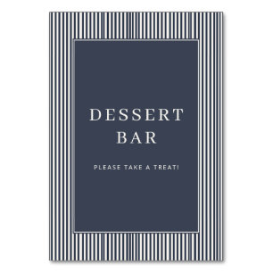 Elegant Navy Dessert Bar Sign Table Number