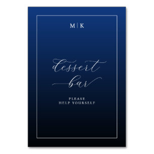 Elegant Navy Dessert Bar Sign Table Number