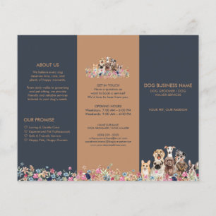 Elegant Navy Dogs Floral Pet Care Flyer