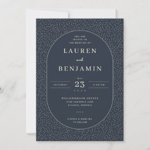Elegant Navy Dotted Oval Invitation