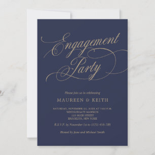 Elegant Navy Engagement Party Invitation