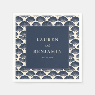 Elegant Navy Fan Motions Napkin