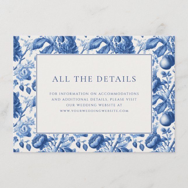 Elegant Navy Floral Border Enclosure Card (Front)