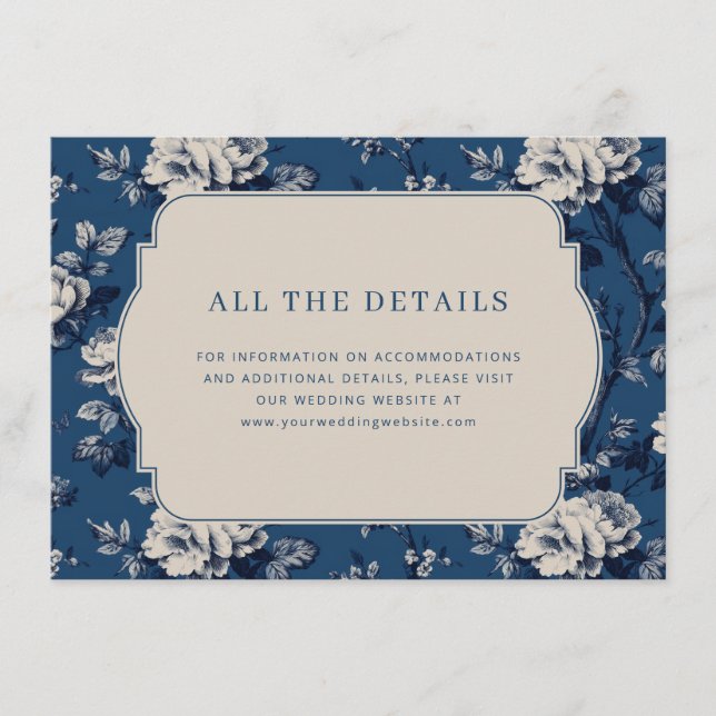Elegant Navy Floral Enclosure Card (Front)