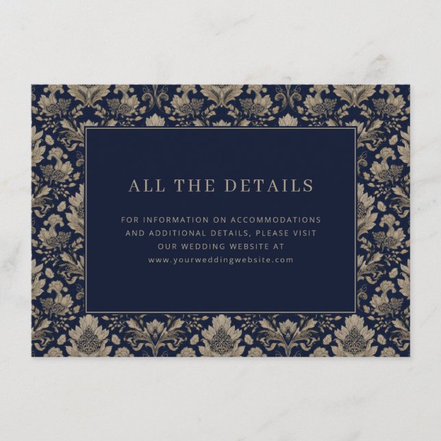 Elegant Navy Floral Enclosure Card (Front)