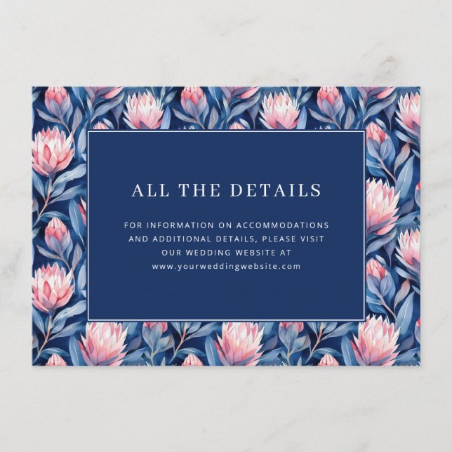 Elegant Navy Floral Enclosure Card (Front)