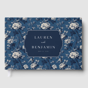 Elegant Navy Floral Guest Book