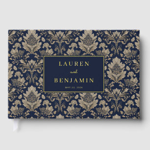 Elegant Navy Floral Guest Book