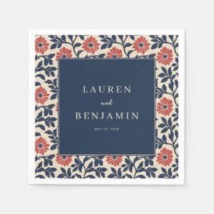Elegant Navy Floral Napkin