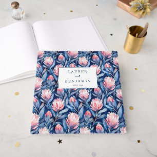 Elegant Navy Floral Pattern Guest Book