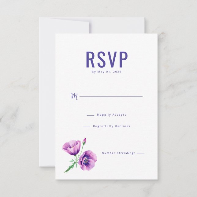 Elegant Navy Floral RSVP Card (Front)