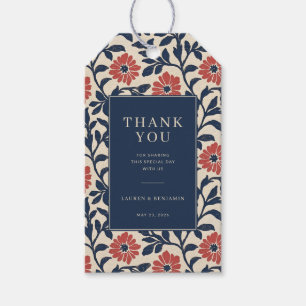 Elegant Navy Floral Thank You Gift Tags