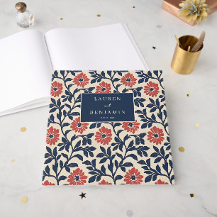 Elegant Navy Floral Vintage Botanical Guest Book