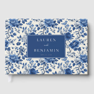 Elegant Navy Floral Vintage Guest Book