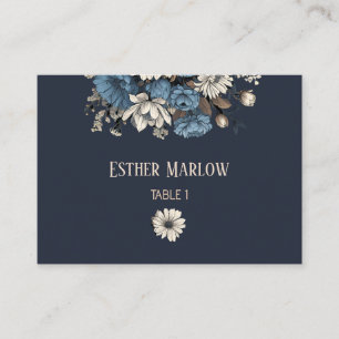 Elegant Navy Floral Wedding Place Card