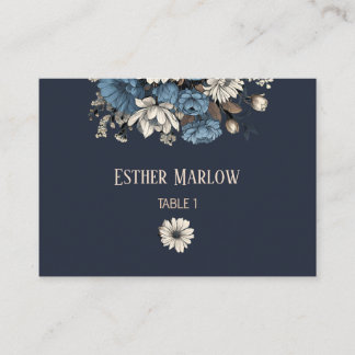 Elegant Navy Floral Wedding  Place Card