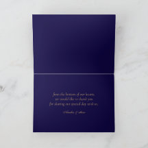 Elegant Navy Folded Thank You Card