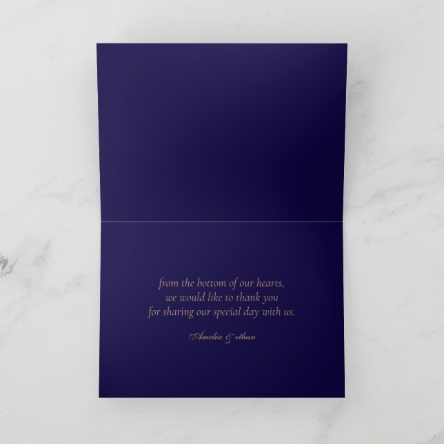 Elegant Navy Folded Thank You Card (Inside)