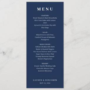 Elegant Navy Formal Menu